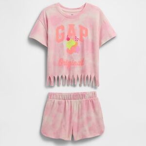 Baby GAP Toddler Girls Pink Tie Dye Short Set Ice Cream Shorts Shirt Set 3T Fun